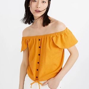 NWT Madewell Texture & Thread Off-the-Shoulder Top in Celestial Gold Size: XS